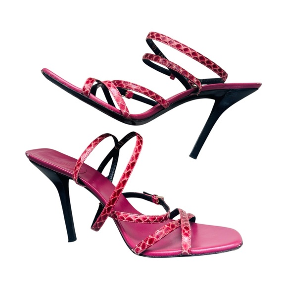 Gucci Authentic Snakeskin Leather Strappy Heels - Picture 2 of 14
